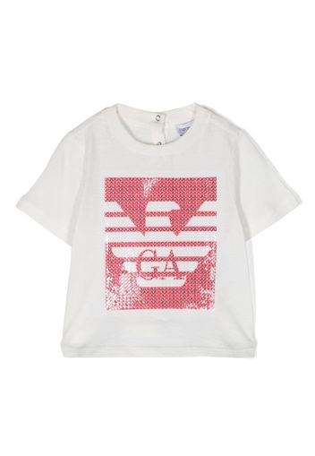 Emporio Armani Kids sequin-embellished logo T-shirt - Bianco