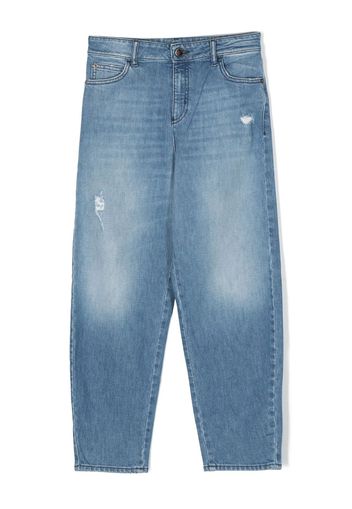 Emporio Armani Kids distressed-finish denim jeans - Blu