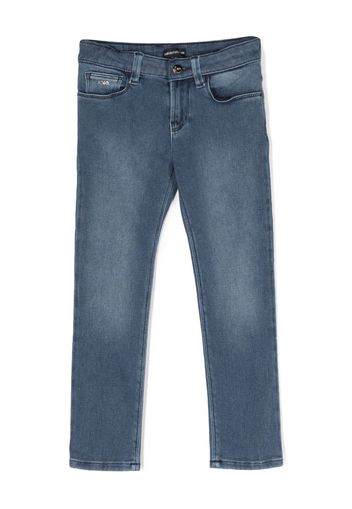 Emporio Armani Kids distressed-finish denim jeans - Blu