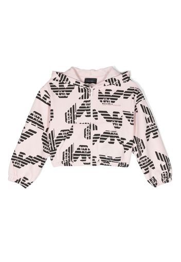 Emporio Armani Kids logo-print cotton hoodie - Rosa