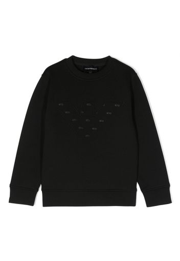 Emporio Armani Kids logo-embroidered crewneck sweatshirt - Nero