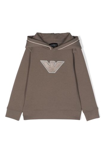 Emporio Armani Kids logo-embroidered jersey hoodie - Marrone