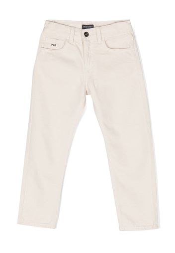 Emporio Armani Kids cotton slim-cut trousers - Marrone