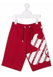 Emporio Armani Kids logo-print drawstring shorts - Rosso