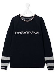 Emporio Armani Kids logo crew-neck jumper - Blu