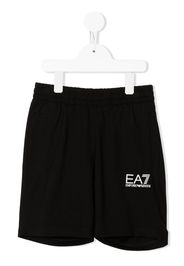 Emporio Armani Kids logo-print detail shorts - Nero