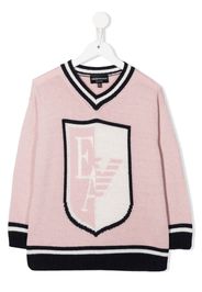 Emporio Armani Kids logo-intarsia varsity jumper - Rosa