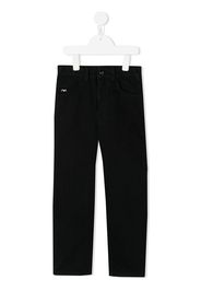 Emporio Armani Kids logo-tape detail straight jeans - Nero