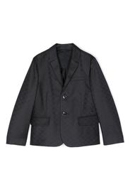 Emporio Armani Kids monogram-jacquard single-breasted blazer - Blu