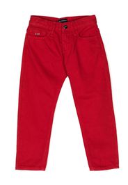 Emporio Armani Kids raised-logo denim jeans - Rosso