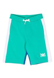 Emporio Armani Kids colour-block logo-print shorts - Verde