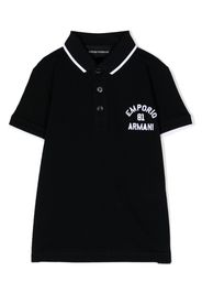 Emporio Armani Kids embroidered-logo polo shirt - Nero