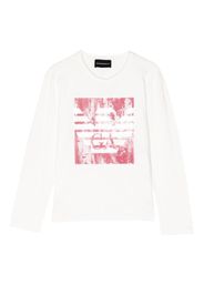 Emporio Armani Kids logo-sequin cotton T-shirt - Bianco