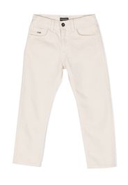 Emporio Armani Kids cotton slim-cut trousers - Marrone