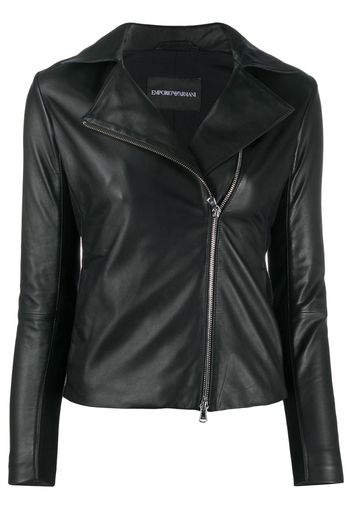 zipped biker jacket