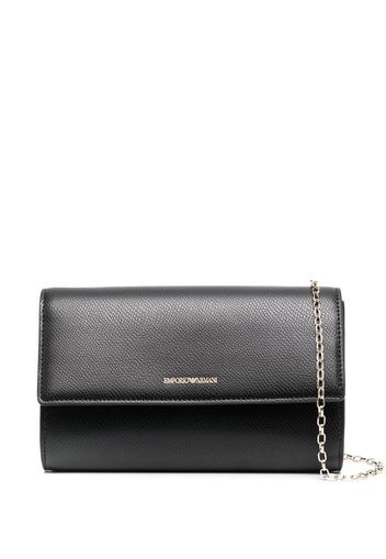 Emporio Armani grained faux-leather chain-link wallet - Nero