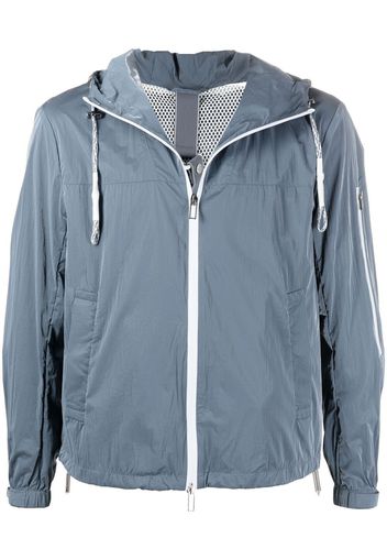 Emporio Armani logo-print high-shine hooded jacket - Grigio