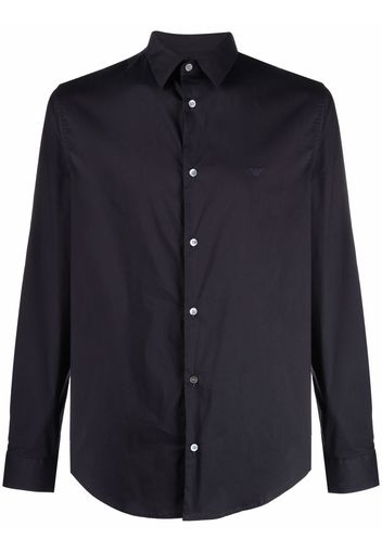 Emporio Armani logo-patch longsleeved shirt - Blu