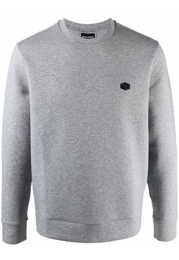 Emporio Armani logo-patch crew neck sweatshirt - Grigio