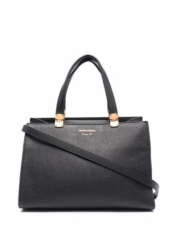 Emporio Armani logo-embossed pebbled tote bag - Nero