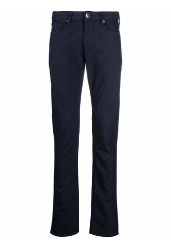 Emporio Armani logo-plaque straight-leg trousers - Blu