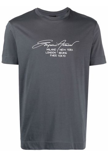 Emporio Armani graphic-print cotton T-Shirt - Grigio