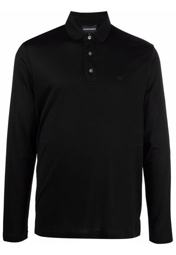 Emporio Armani logo-print long-sleeved polo top - Nero