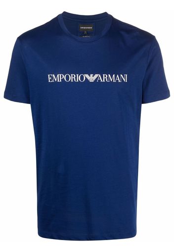 Emporio Armani contrast logo-print crew-neck T-shirt - Blu