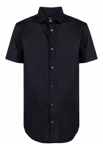 Emporio Armani logo-embroidered short-sleeved shirt - Blu