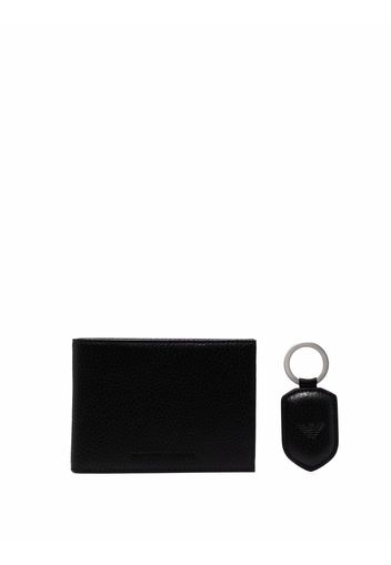 Emporio Armani folded leather wallet and tag - Nero