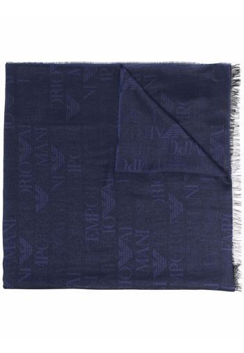 Emporio Armani fringed knitted scarf - Blu