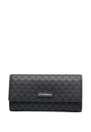 Emporio Armani monogram-print faux-leather wallet - Nero