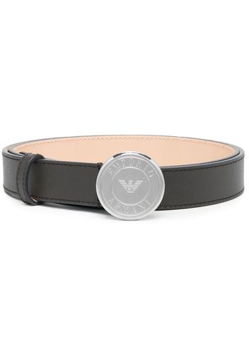 Emporio Armani logo-plaque leather belt - Nero