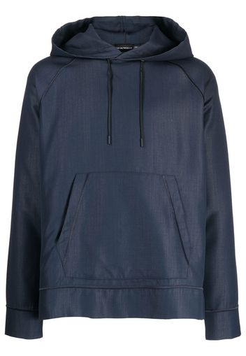 Emporio Armani textured-finish drawstring hoodie - Blu