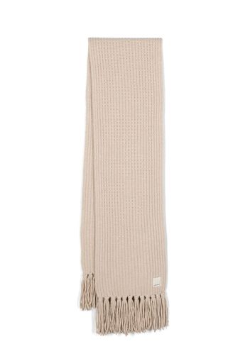 Emporio Armani logo-patch crocheted scarf - Toni neutri