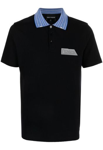 Emporio Armani logo-patch polo shirt - Nero