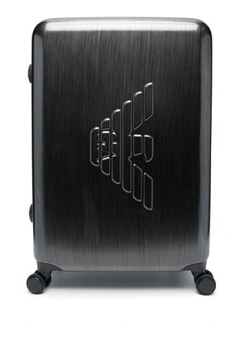 Emporio Armani debossed-monogram four wheel suitcase - Grigio