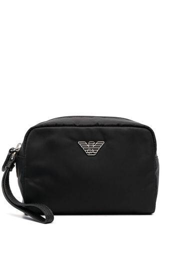 Emporio Armani logo-plaque make up bag - Nero