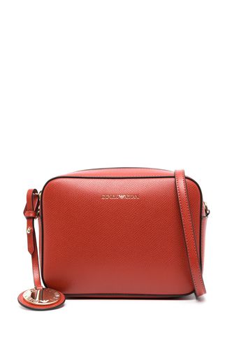 Emporio Armani logo-print grained crossbody bag - Marrone