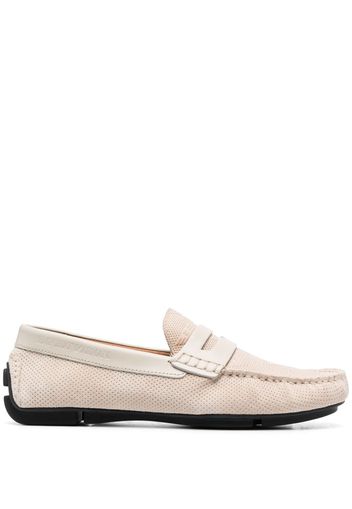 Emporio Armani flocked-logo driving loafers - Toni neutri