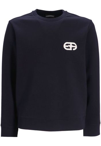 Emporio Armani logo-patch long-sleeve sweatshirt - Blu