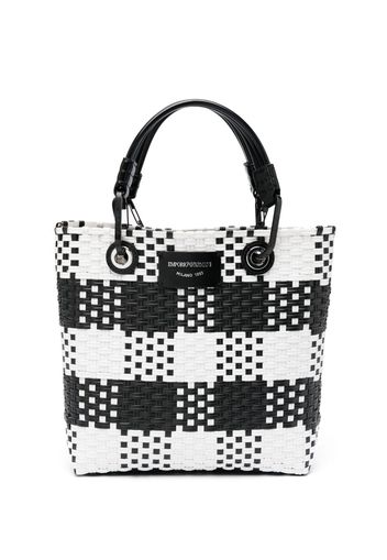 Emporio Armani MyEA check-pattern interwoven tote bag - Nero