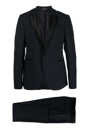 Emporio Armani satin-trim single-breasted blazer - Blu