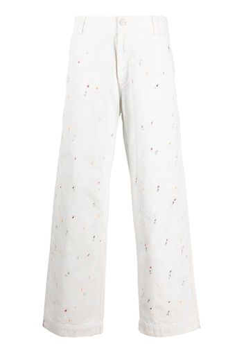 Emporio Armani paint splatter-detail cotton jeans - Bianco