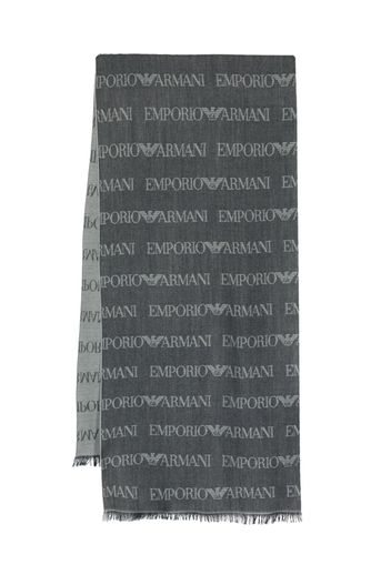 Emporio Armani monogram-pattern knitted scarf - Grigio