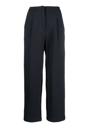 Emporio Armani logo-embroidered cotton trousers - Blu