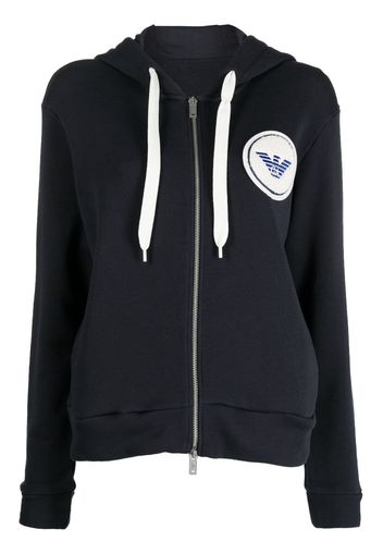 Emporio Armani logo-embroidered hooded jacket - Blu