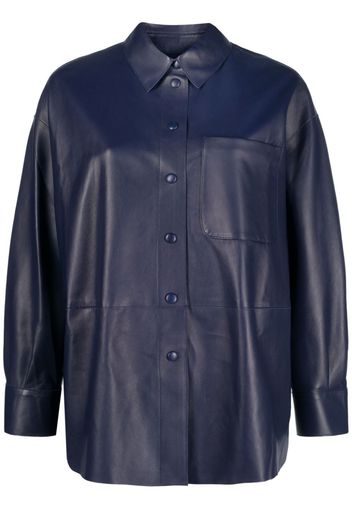 Emporio Armani long-sleeve leather shirt - Blu