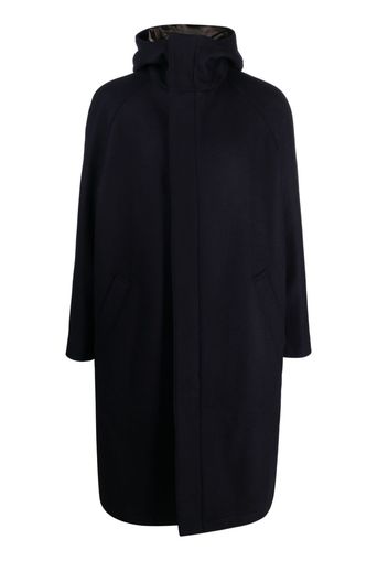 Emporio Armani funnel-neck virgin wool blend coat - Blu