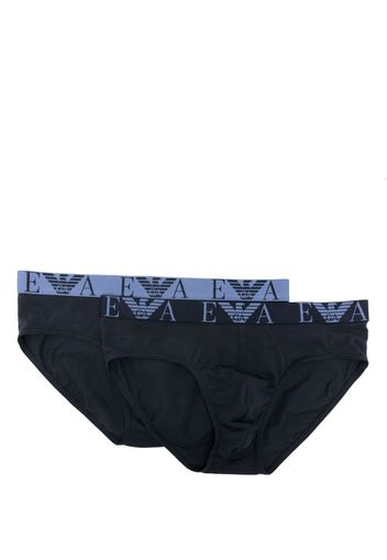 Emporio Armani logo-waist cotton briefs (pack of two) - Blu